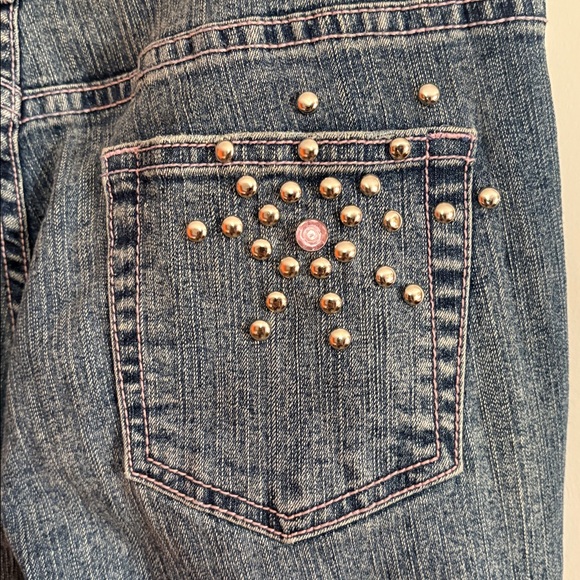 90s Y2K Lazer Embellished Denim Jeans Size 3 Juniors Pink & Silver Bedazzled - Picture 12 of 17